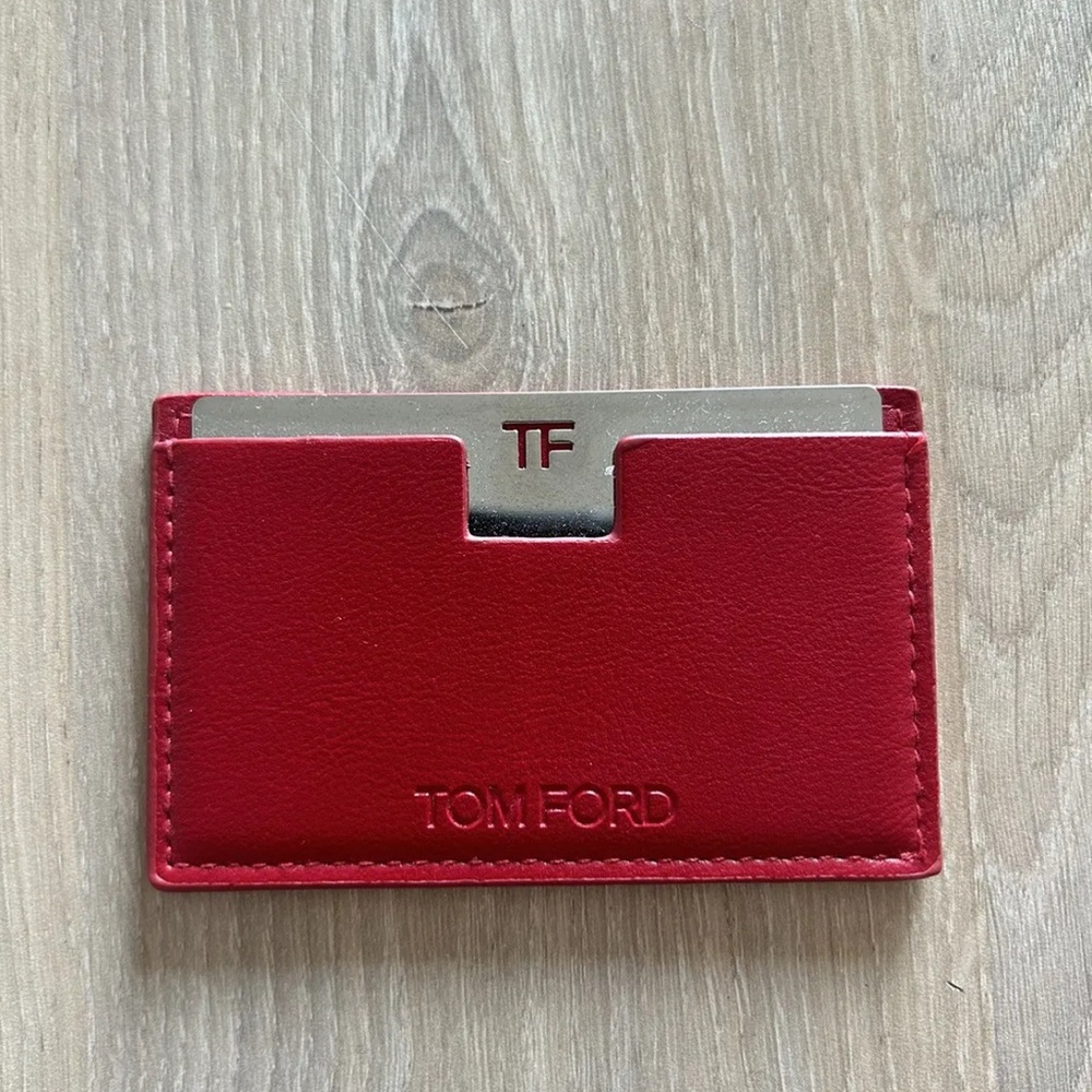 Tom Ford Scarlet Leather Card Case New With No Box Or Dust Bag